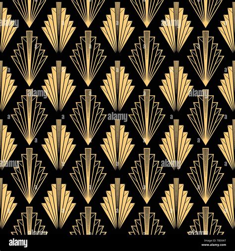 Art Deco Pattern Seamless Black And Gold Background Scales Or Shells