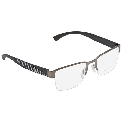 emporio armani men s gunmetal rectangular eyeglass frames ea1078300353