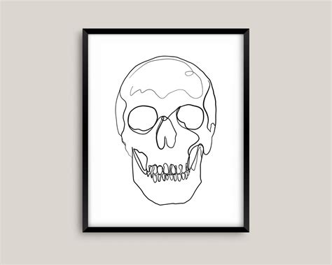 One Line Skull Print Skeletal Print Medical Illustration Etsy In 2021
