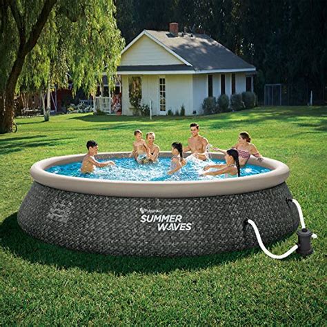 Summer Waves P1a01536a 15ft X 36in Round Quick Set Inflatable Ring Above Ground Swimming Pool