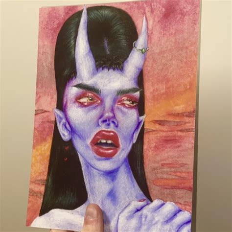 Devil Girl Portrait Coloured Pencil And Watercolour Depop