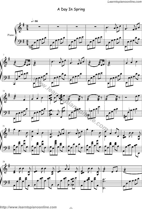 Spring day sheet music (pdf) spring day audio (computer generated). A Day In Spring by Pacific Moon Free Piano Sheet Music ...