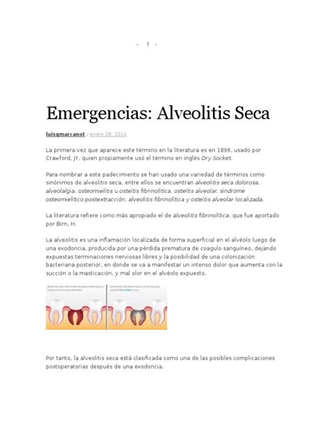 Alveolitis Seca Pdf Medicina Medicina Clinica