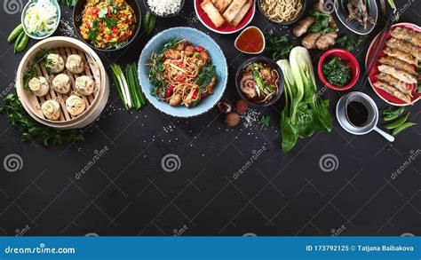 Assorted Chinese Food Stock Image Image Of Chopstick 173792125