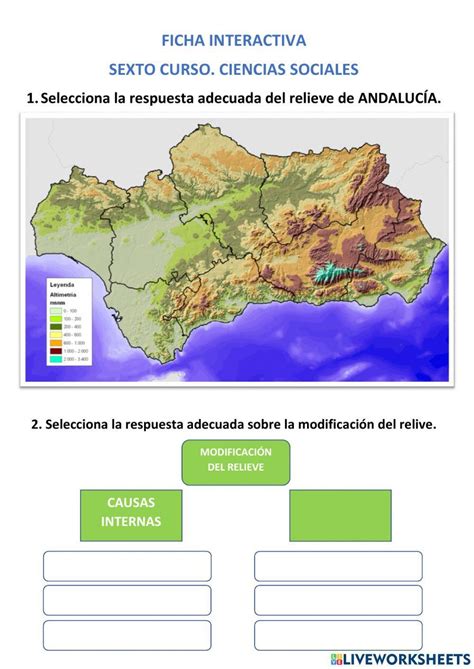 Relieve De Andalucía Y Causas Modificación Worksheet Live Worksheets