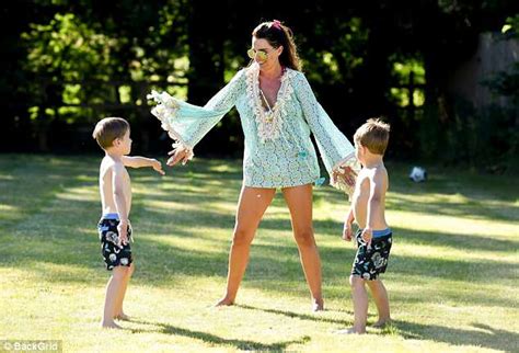 Danielle Lloyd Shows Off Her Legs In Dress With Sons George And Harry Daily Mail Online