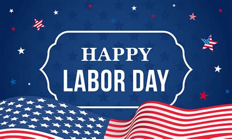 Happy Labor Day Vector Illustration Usa Flag Waving With Falling Stars