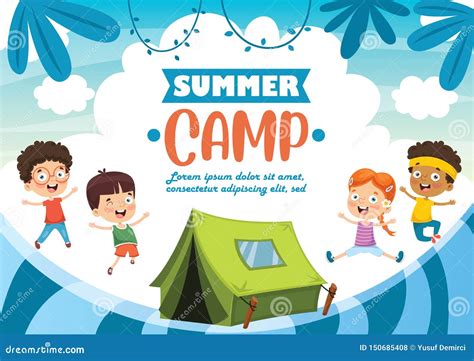 Vector Illustration Of Summer Camp Kids Stock Vector Illustration Of