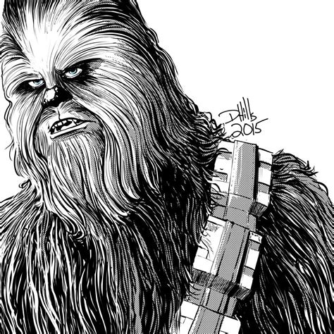 A Black And White Drawing Of Chew Poo From Star Wars