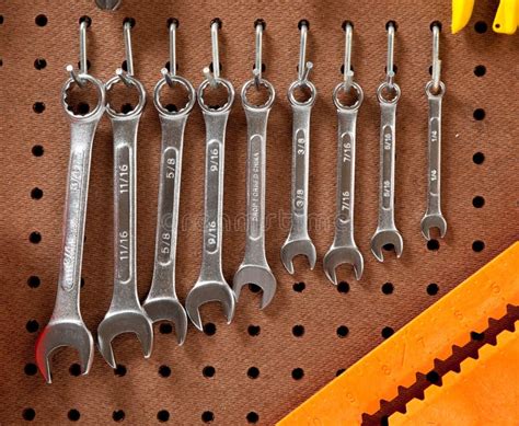 Assorted Wrenches On A Peg Board Stock Photo Image Of Repair