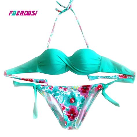 Faerdasi Floral Print Bikini Set Women Push Up Biquini 2019 New Bandage Swimsuit Summer Bandeau