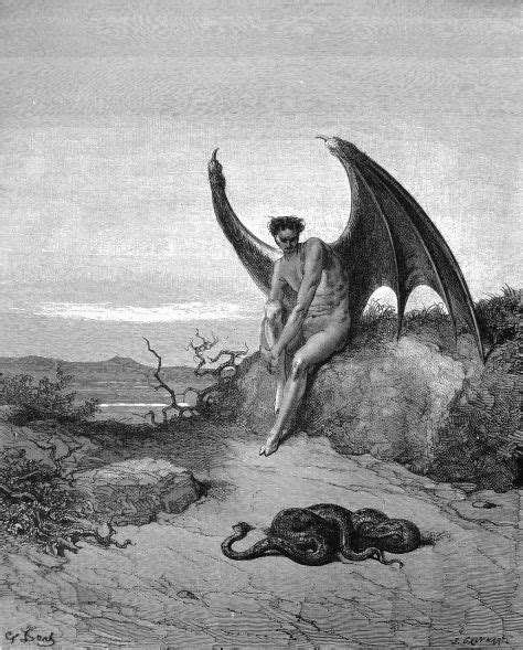 Art Noir Gravure Illustration The Fallen Angel Satanic Art Biblical