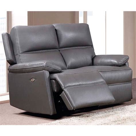 Bailey Leather 2 Seater Electric Recliner Sofa In Grey Furniture In