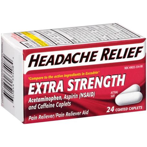 Headache Relief Extra Strength Acetaminophen Pain Reliever Caplets 24