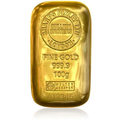 100g Cast Gold Bar - Sharps Pixley