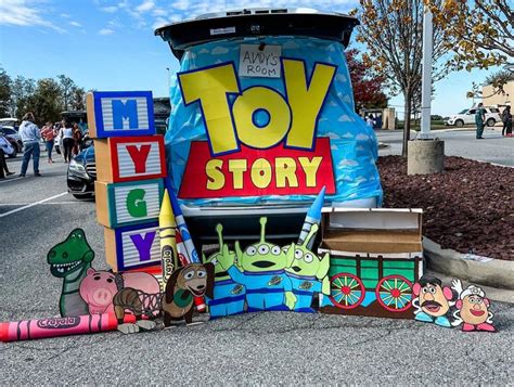a toy story display on the side of a road