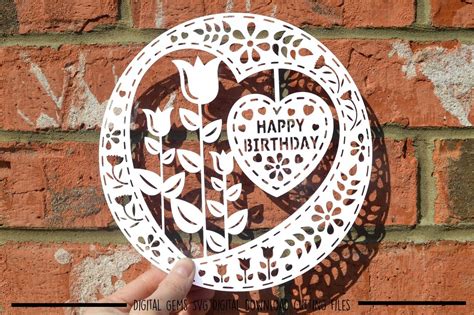 Happy Birthday paper cut SVG / DXF / EPS files By Digital Gems
