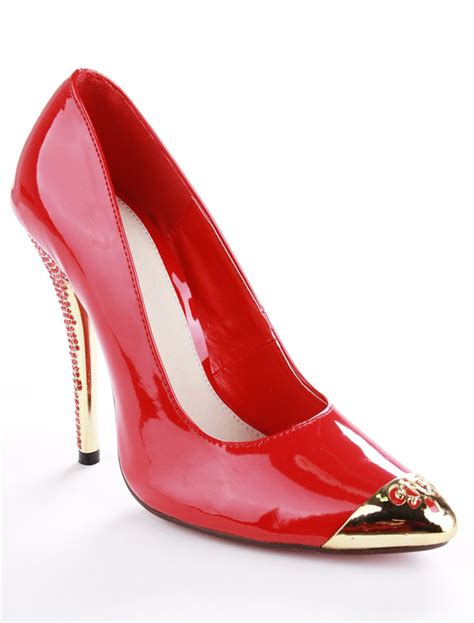 Red Patent Leather Rhinestone Womens Sexy High Heels