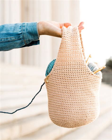 Easy Project Bag Yarn Basket Free Crochet Pattern For The Frills
