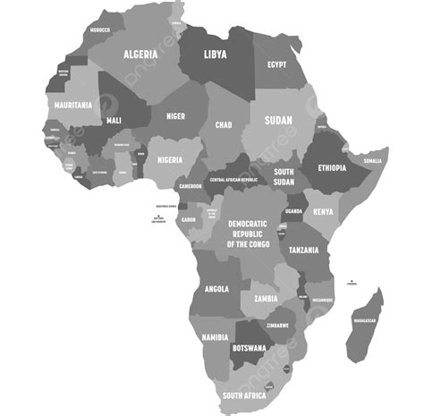 Grey Political Map Of Africa With White Country Names Vector Africa