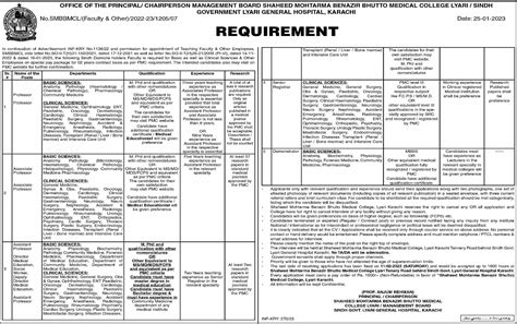 Sindh Government Jobs in Pakistan Today – Benazir Bhutto Medical
