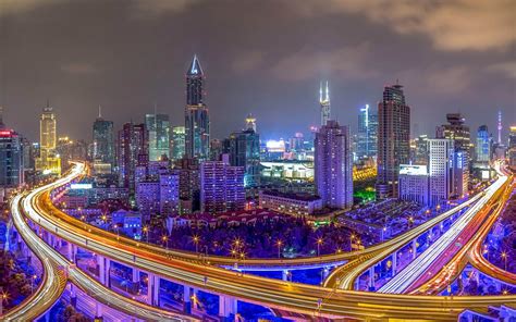 Shanghai China Nanpu Bridge Night Photography 4k Ultra Hd