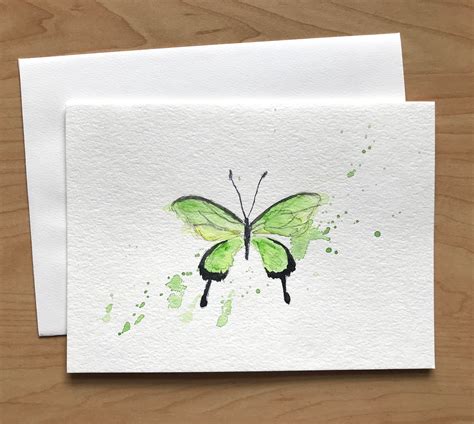 Hand Painted Greeting Card 5x7 Butterfly Blank Card Original