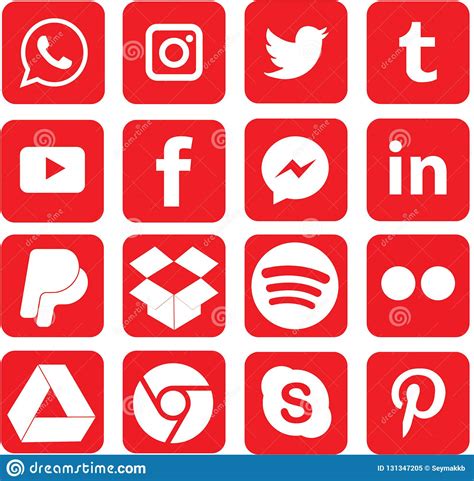 Red Colored Social Media Icons For Christmas Editorial Image