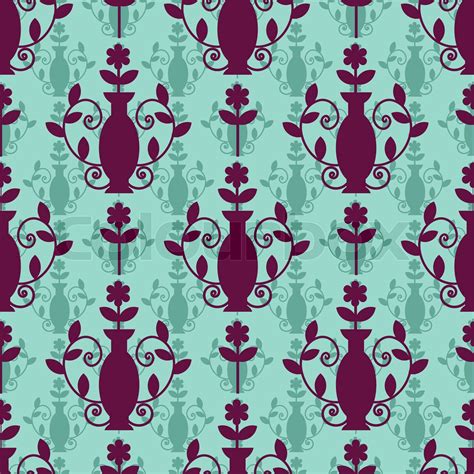 Purple And Blue Two Layered Damask Seamless Pattern Stock Vector