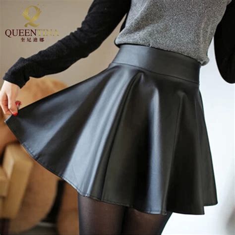 2017 Fashion Women High Waist Skirt Female Pu Leather Short Skirt Black