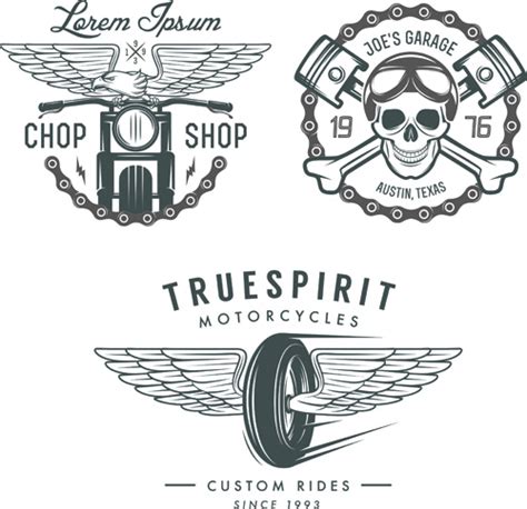 Motorcycle Logos Creative Retro Vectors Vectors Graphic Art Designs In