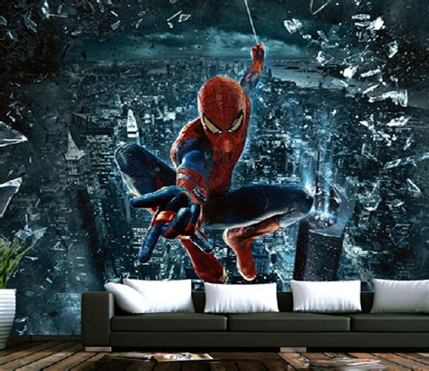 Spiderman Murals 3d Boys Bedroom Wallpaper Carton Wall Self Adhesive