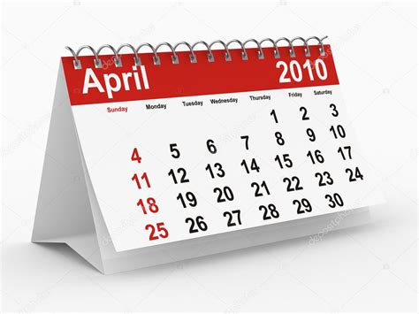Jahreskalender 2010 April Stockfotografie Lizenzfreie Fotos