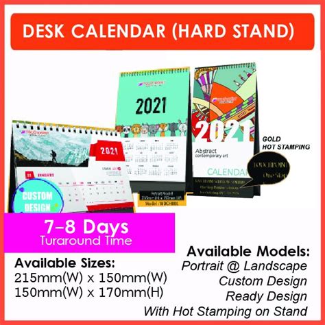 Desk Calendar Hard Stand My