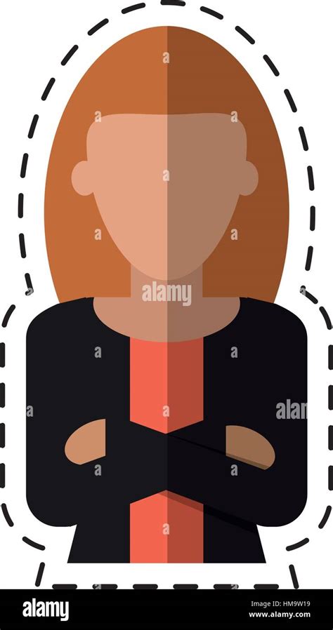 Woman Leader Job Business Cross Arms Cutting Line Stock Vector Image