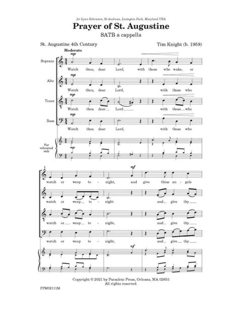 Prayer Of St Augustine Paraclete Press Sacred Music