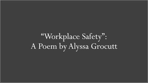 Workplace Safety Poem