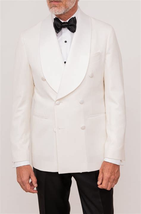 White Double Breasted Tuxedo Jacket Made In Italy