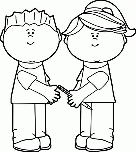 Kids Sharing Coloring Page Coloring Home