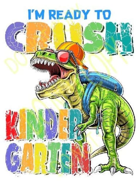 Ready To Crush Kindergarten Dinosaur Back To School Png Etsy Canada