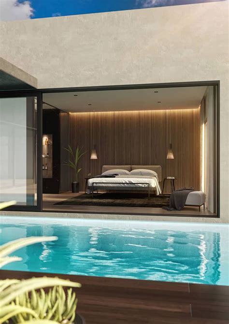 modern pool bedrooms integrated  outdoors homemydesign