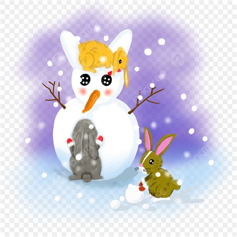 Hand Drawn Winter Snow Scene Easter Bunny Can Be Used For Commercial
