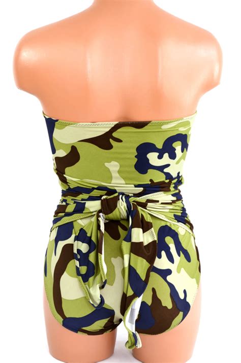 Large Bathing Suit Camouflage Wrap Around Swimsuit Army Swim Etsy