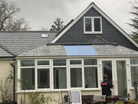 Solid Roof Conservatory Using Grp Slate Tile Roofing Panels Shapes Grp