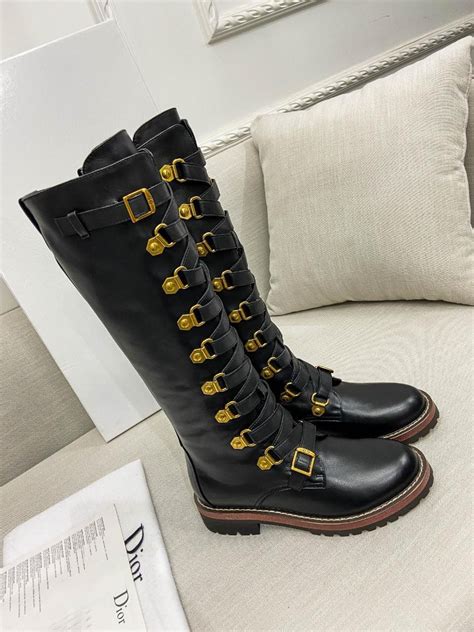 Christian Dior Woman Leather Boots Knee High Long Boot Dior Shoes Knee High Leather Boots Boots
