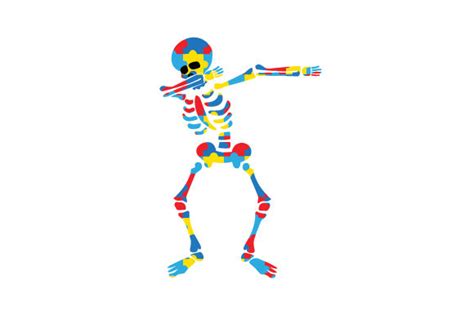 Skeleton Made Out Of Autism Puzzle On His Own Dabbing Svg Cut File By