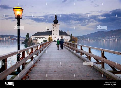 Austria Upper Austria Traunsee Lake Gmunden Ort Castle Stock Photo