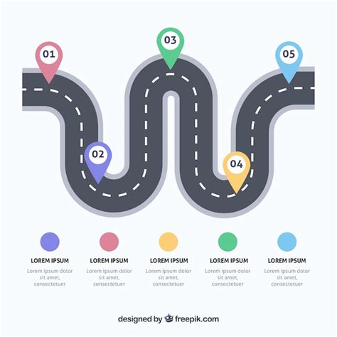 Road Map With Pointers In Flat Style Vector Free Download