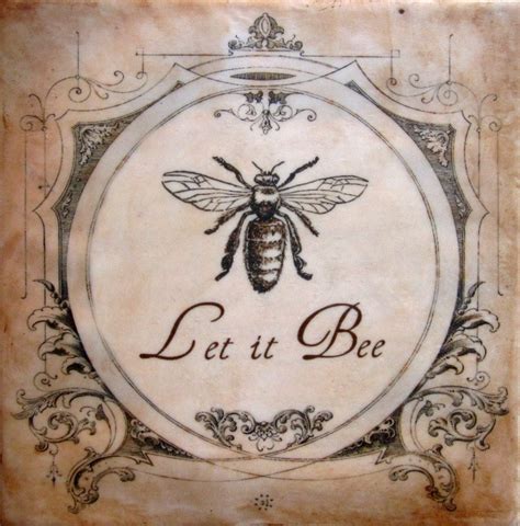 Let It Bee Encaustic Vintage French Bee Art