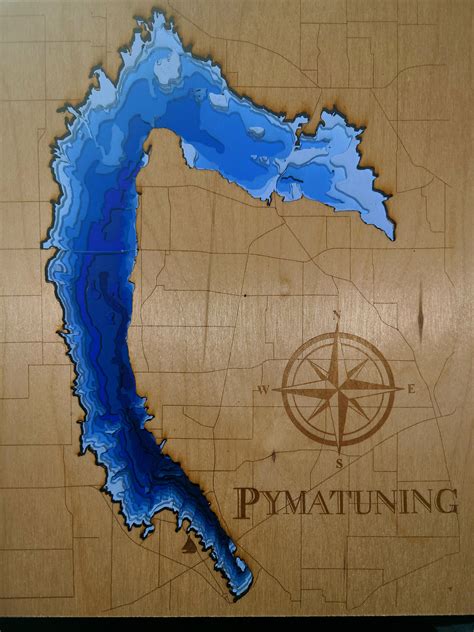 Pymatuning Lake Depth Map Lightburn File Etsy Uk